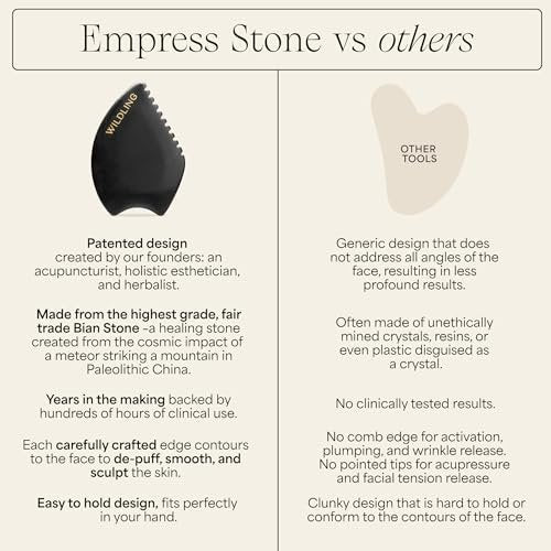 WILDLING Empress Stone Gua Sha Facial Stone – Patented Bian Stone for Lifting, Plumping, Toning & Sculpting Avelisse