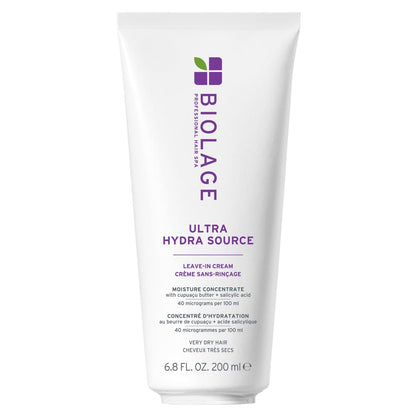 Biolage Ultra Hydra Source Leave-In Cream for Very Dry, Thick Hair - Moisturizes & Controls Frizz with Cupuaçu Butter & Salicylic Acid