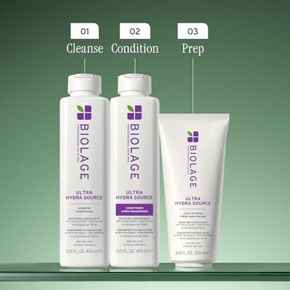 Biolage Ultra Hydra Source Leave-In Cream for Very Dry, Thick Hair - Moisturizes & Controls Frizz with Cupuaçu Butter & Salicylic Acid