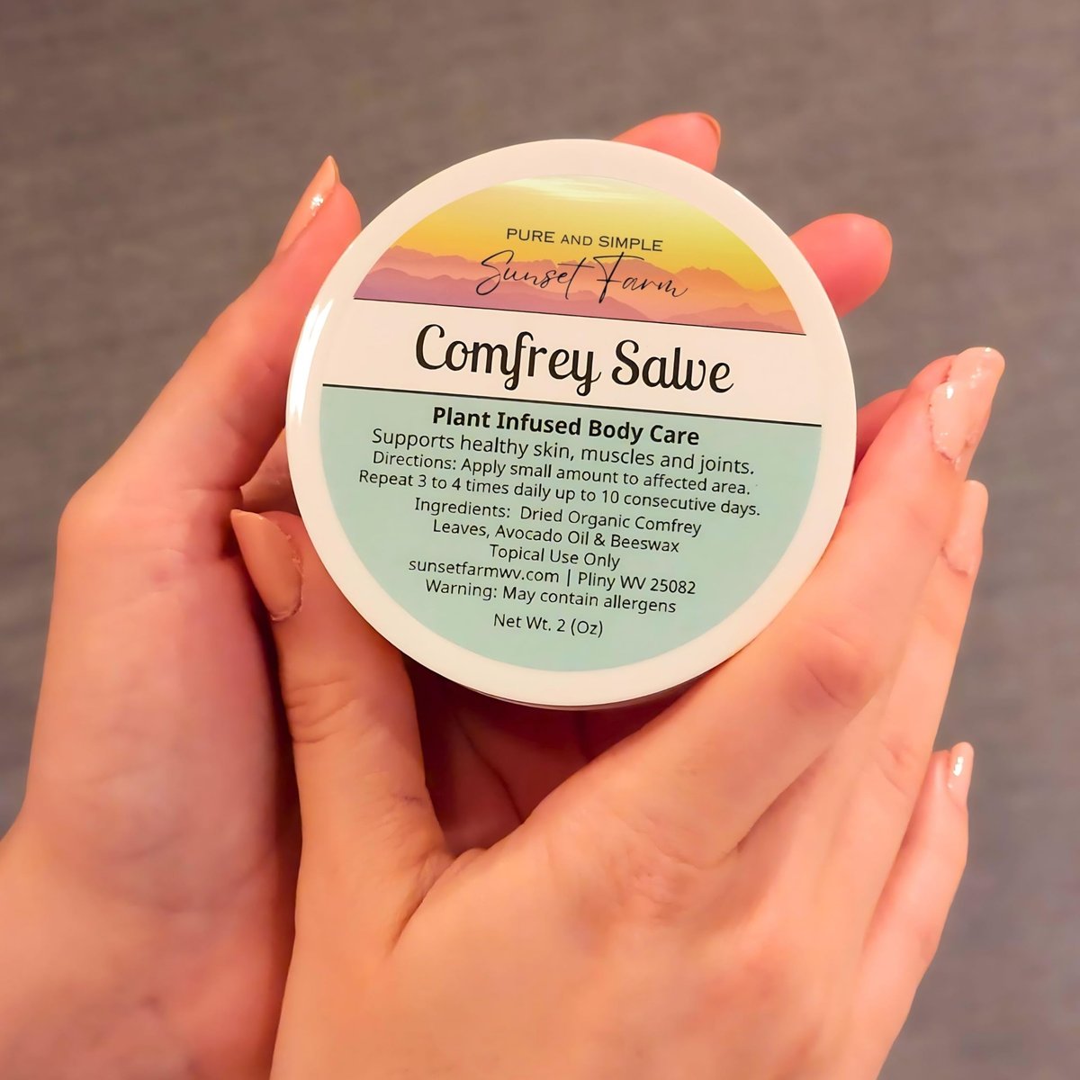 Organic Comfrey Salve – Non-GMO, Small-Batch Herbal Balm, Family Made in WV (2 oz) Avelisse