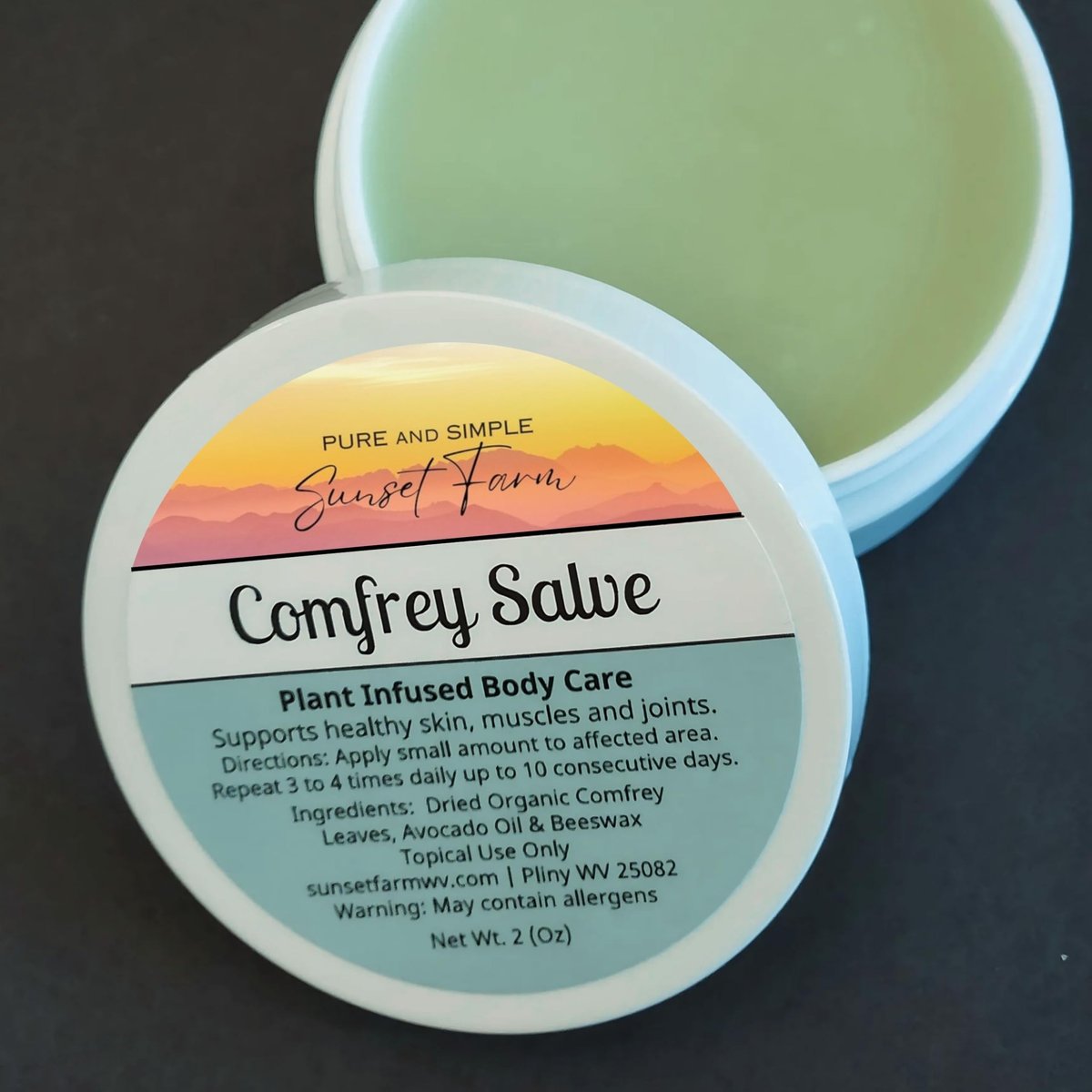 Organic Comfrey Salve – Non-GMO, Small-Batch Herbal Balm, Family Made in WV (2 oz) Avelisse