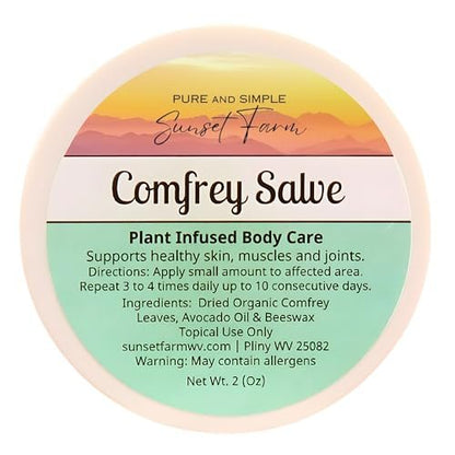 Organic Comfrey Salve – Non-GMO, Small-Batch Herbal Balm, Family Made in WV (2 oz) Avelisse