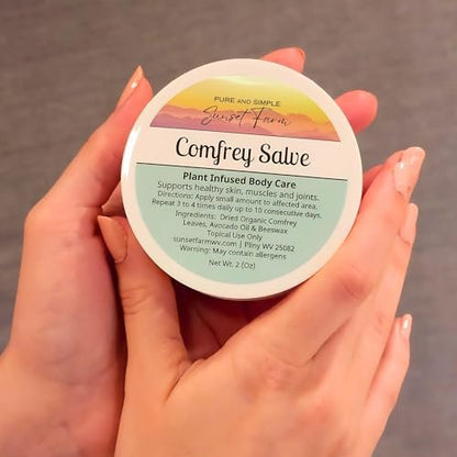 Organic Comfrey Salve – Non-GMO, Small-Batch Herbal Balm, Family Made in WV (2 oz) Avelisse