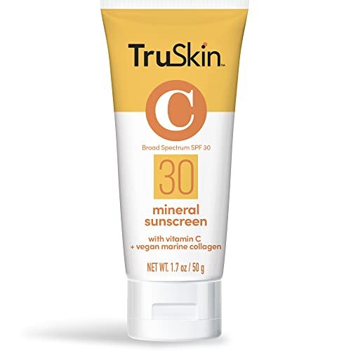 TruSkin Mineral Sunscreen SPF 30 for Face - Zinc Oxide Broad Spectrum Protection with Squalane, Vitamin C & Marine Collagen - Reef-Safe Mineral Face Sunscreen for Sensitive Skin, 1.7 fl oz Avelisse