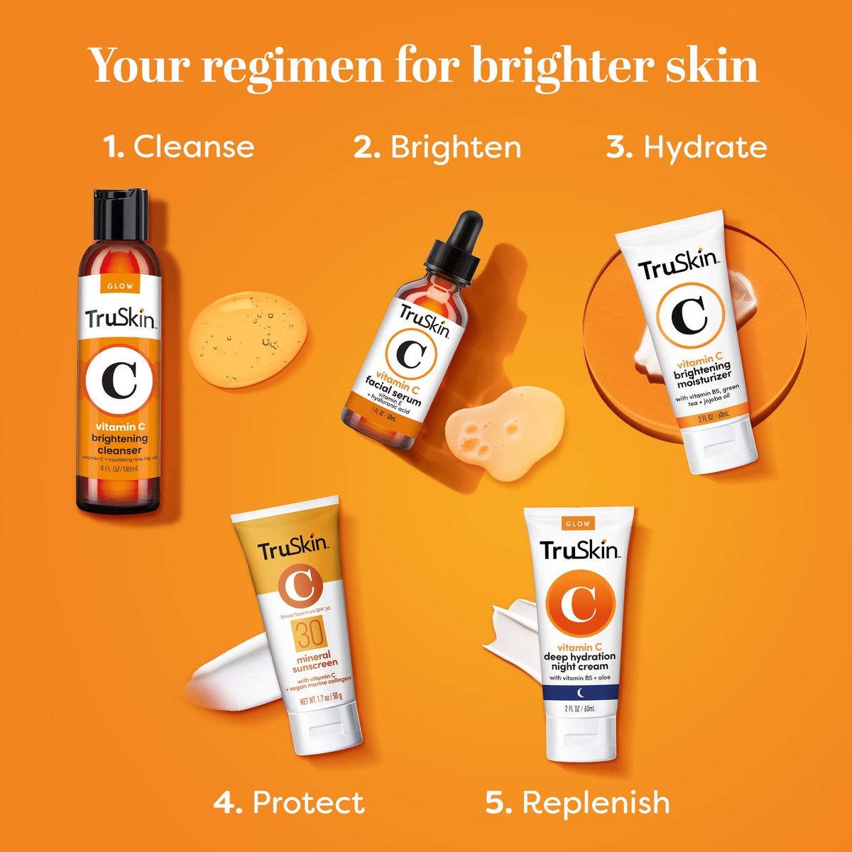 TruSkin Mineral Sunscreen SPF 30 for Face - Zinc Oxide Broad Spectrum Protection with Squalane, Vitamin C & Marine Collagen - Reef-Safe Mineral Face Sunscreen for Sensitive Skin, 1.7 fl oz Avelisse