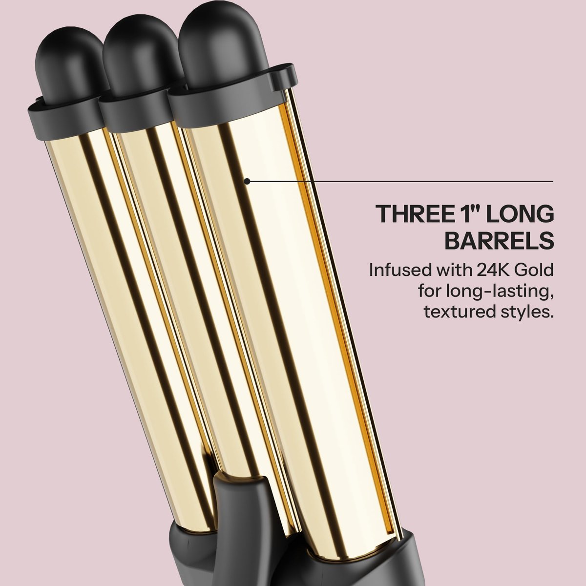 Hot Tools Pro Artist 24K Gold Digital 3 Barrel Hair Waver - Jumbo Size for Long-Lasting Defined Waves Avelisse