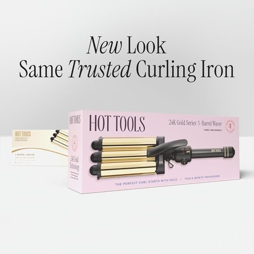 Hot Tools Pro Artist 24K Gold Digital 3 Barrel Hair Waver - Jumbo Size for Long-Lasting Defined Waves Avelisse