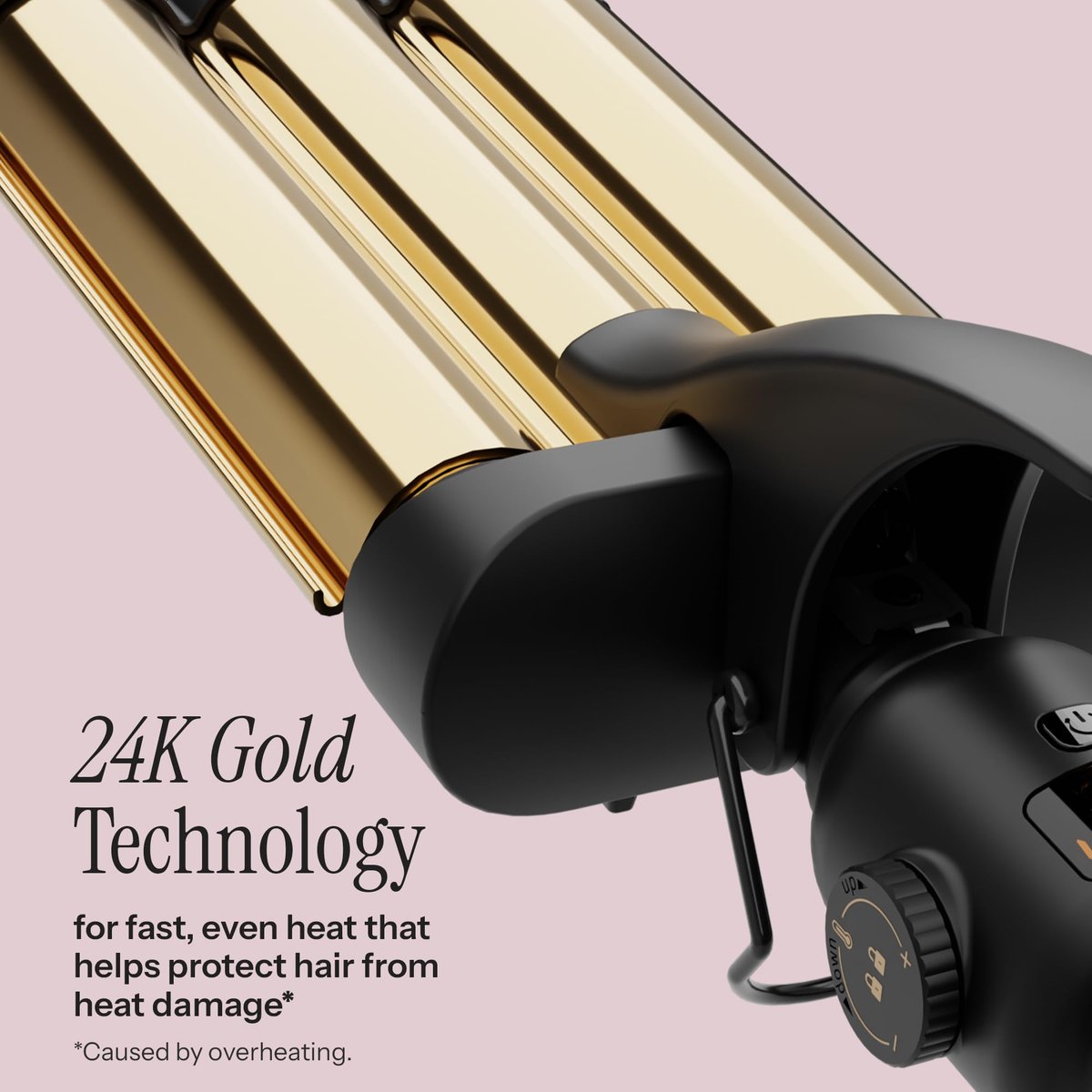 Hot Tools Pro Artist 24K Gold Digital 3 Barrel Hair Waver - Jumbo Size for Long-Lasting Defined Waves Avelisse