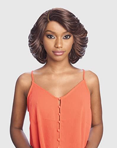 VANESSA Party Lace 6 Inch Deep J-Curved Medium Short Length Wavy Heat Wave Synthetic Wig - DJ VESA (4N274) - görsel 2