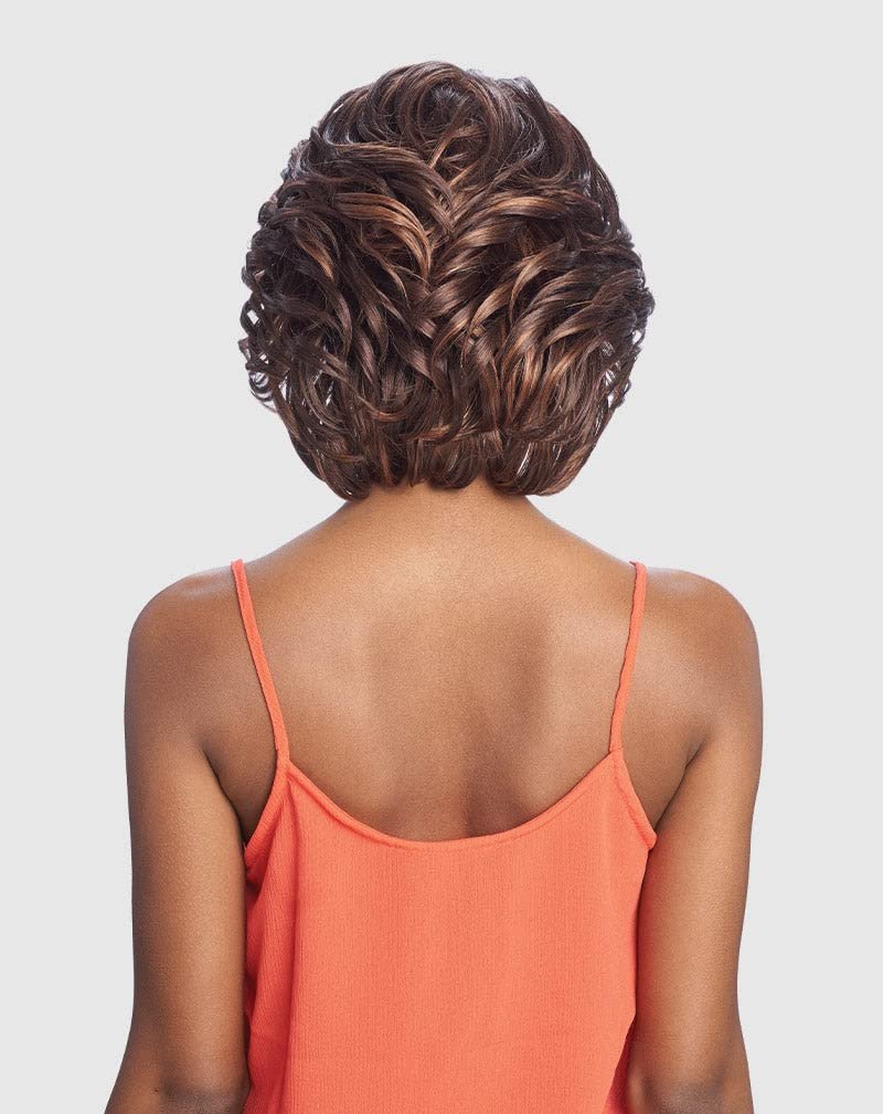 VANESSA Party Lace 6 Inch Deep J-Curved Medium Short Length Wavy Heat Wave Synthetic Wig - DJ VESA (4N274) - görsel 7