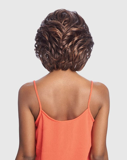 VANESSA Party Lace 6 Inch Deep J-Curved Medium Short Length Wavy Heat Wave Synthetic Wig - DJ VESA (4N274)