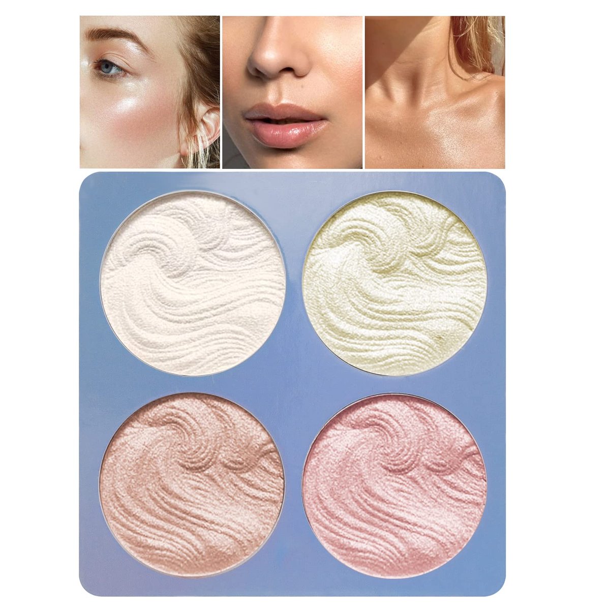 Boobeen Highlighter Palette - Powder Shimmer Face Illuminator & Bronzer - Waterproof Long Lasting Makeup - görsel 1