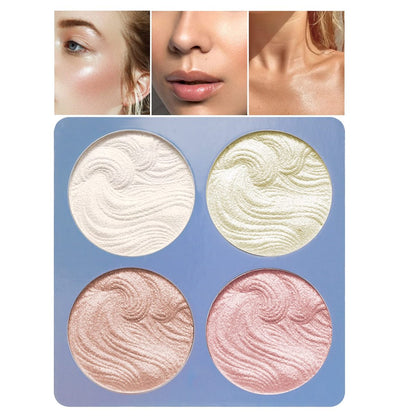 Boobeen Highlighter Palette - Powder Shimmer Face Illuminator & Bronzer - Waterproof Long Lasting Makeup