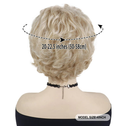 GNIMEGIL Lightest Golden Blonde Short Curly Wig for Seniors - Fluffy Synthetic Betty White Style Wig