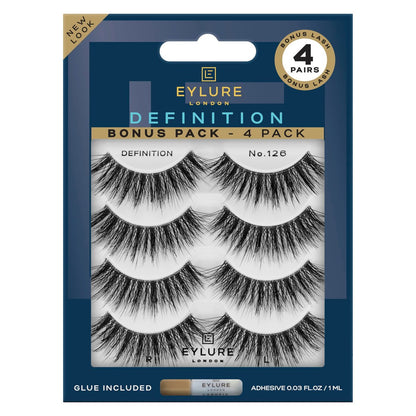 Eylure Dramatic Definition No. 126 Eyelashes Multipack - 4 Pairs of Black Synthetic False Lashes