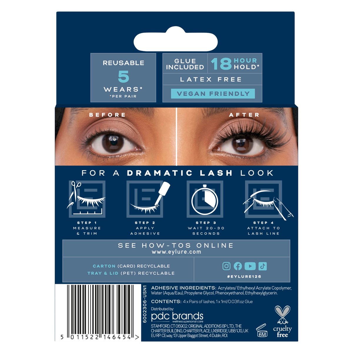 Eylure Dramatic Definition No. 126 Eyelashes Multipack - 4 Pairs of Black Synthetic False Lashes - görsel 13