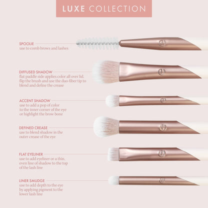 EcoTools Luxe Exquisite Eye Makeup Brush Kit – 6 Piece Professional Eye Brush Set, Eco-Friendly & Cruelty-Free