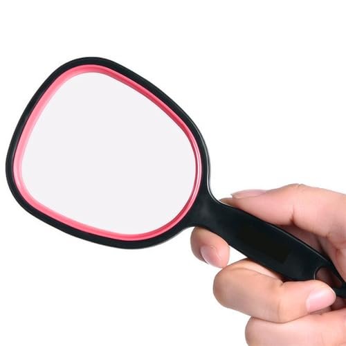 mpowtech Small Handheld Mirror with Handle – Lightweight Personal Mirror for Women and Girls, Ideal for Makeup, Travel, and Bathroom (6.11" x 2.95", Red & Black) - görsel 2