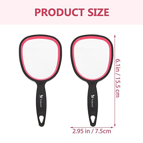 mpowtech Small Handheld Mirror with Handle – Lightweight Personal Mirror for Women and Girls, Ideal for Makeup, Travel, and Bathroom (6.11" x 2.95", Red & Black) - görsel 14