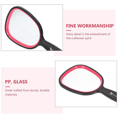 mpowtech Small Handheld Mirror with Handle – Lightweight Personal Mirror for Women and Girls, Ideal for Makeup, Travel, and Bathroom (6.11" x 2.95", Red & Black)