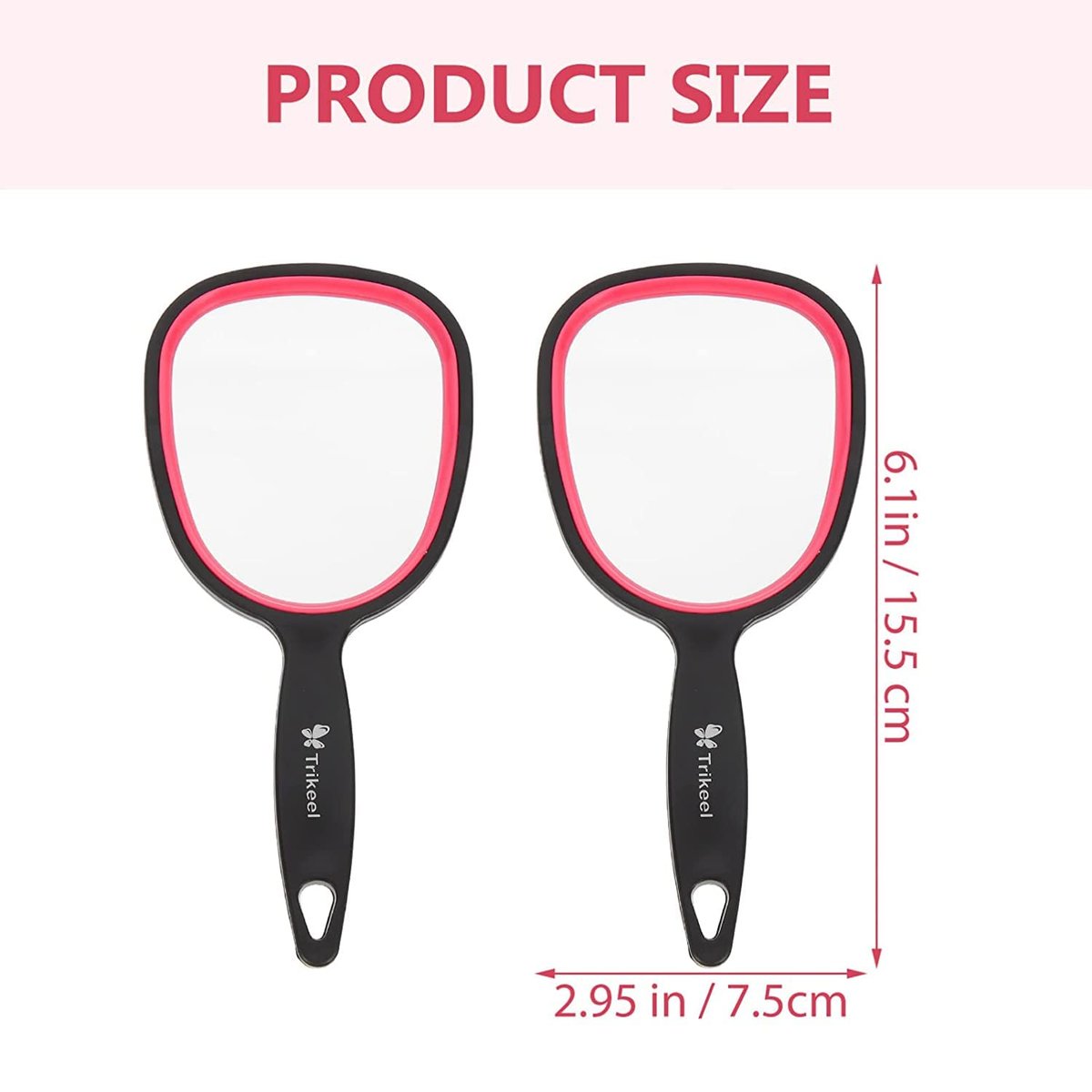 mpowtech Small Handheld Mirror with Handle – Lightweight Personal Mirror for Women and Girls, Ideal for Makeup, Travel, and Bathroom (6.11" x 2.95", Red & Black) - görsel 13