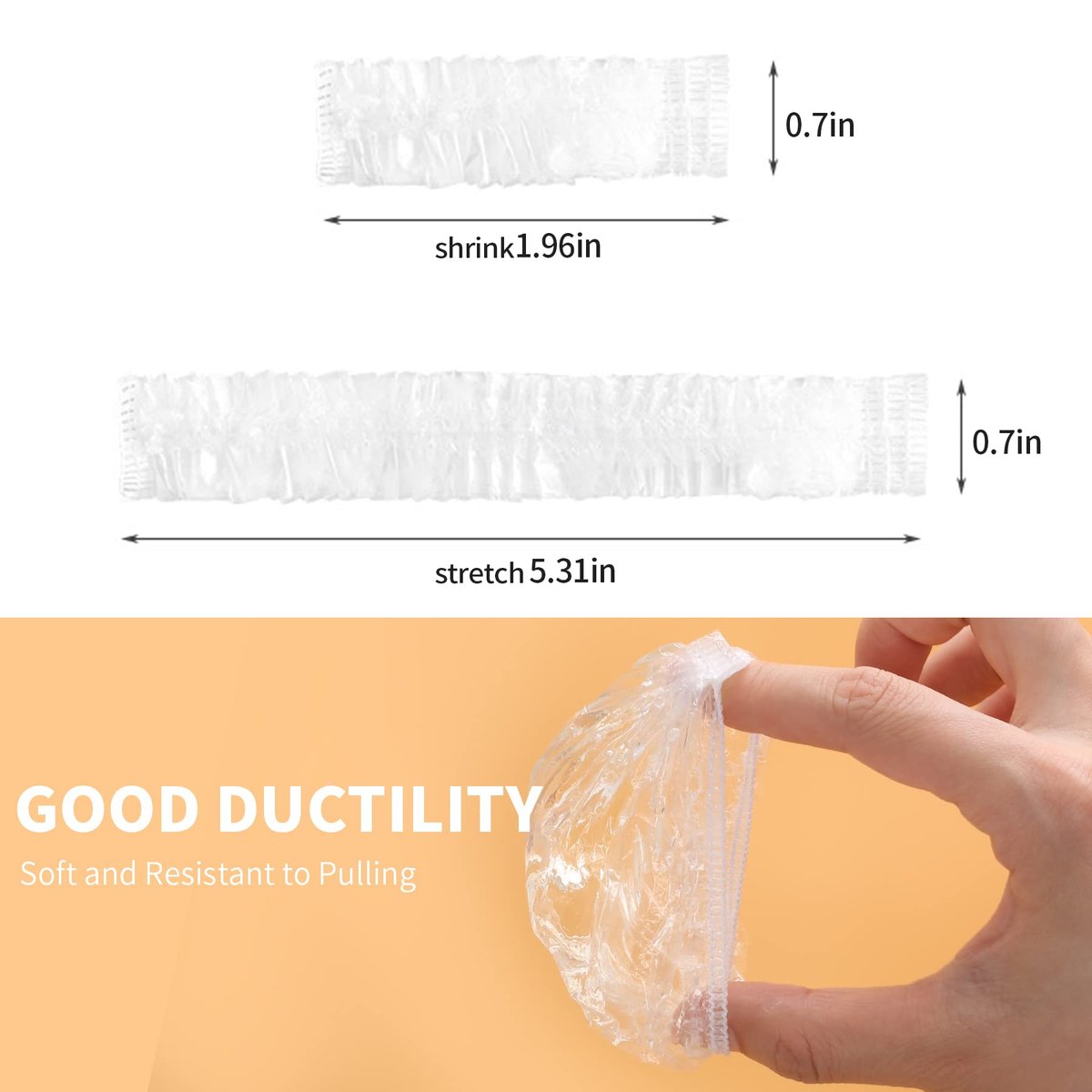 WOSHOP 200 Pack Clear Disposable Ear Protectors - Waterproof Plastic Shower Caps for Hair Dye, Bathing, and More - görsel 5
