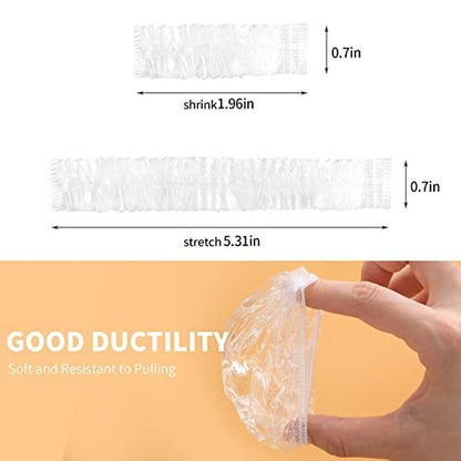 WOSHOP 200 Pack Clear Disposable Ear Protectors - Waterproof Plastic Shower Caps for Hair Dye, Bathing, and More