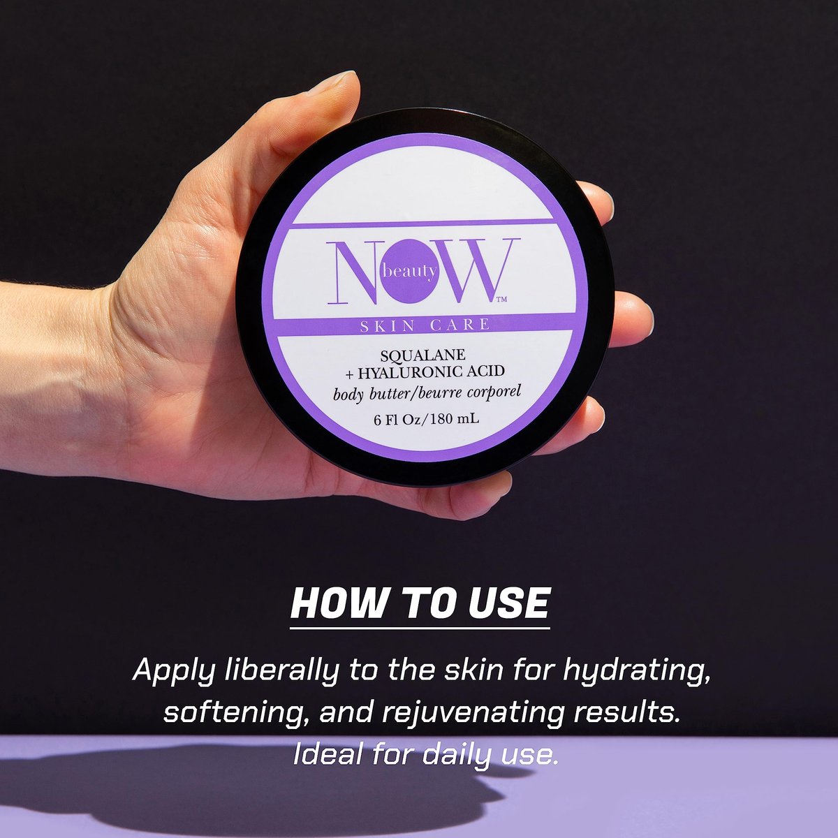 NOW BEAUTY Squalane Body Butter – Hydrating Body Lotion with Squalane, Hyaluronic Acid, Coconut Oil & Shea Butter for Dry Skin – Non-Greasy, Luxurious Cream – 6 oz - görsel 7