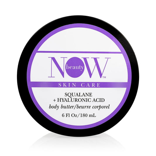 NOW BEAUTY Squalane Body Butter – Hydrating Body Lotion with Squalane, Hyaluronic Acid, Coconut Oil & Shea Butter for Dry Skin – Non-Greasy, Luxurious Cream – 6 oz
