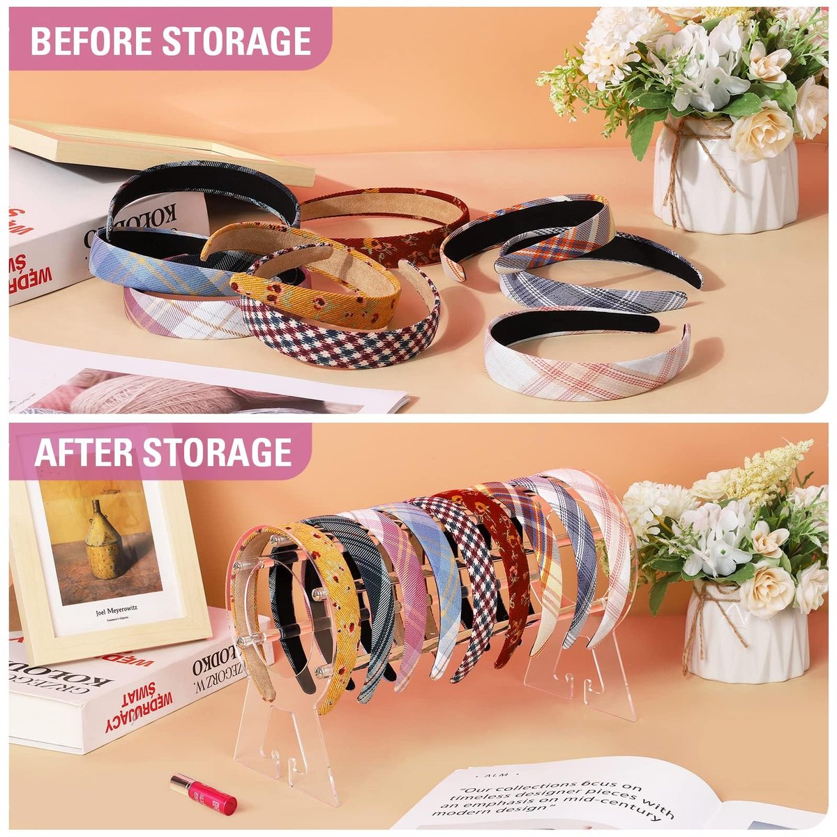 Suneerplay Clear Acrylic Headband Holder – Hairband Organizer & Display Stand for Women and Girls - görsel 3