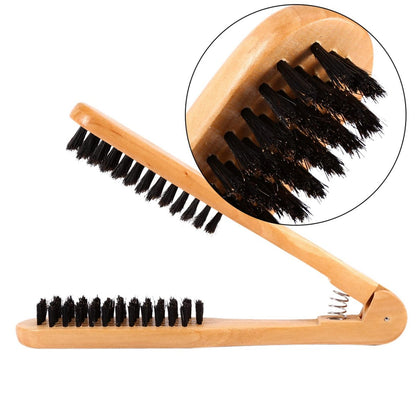 Double-Sided Anti-Static Hairstyling Comb with Hair Clamp - Wooden Straightening Brush for Professional & DIY Salon Use