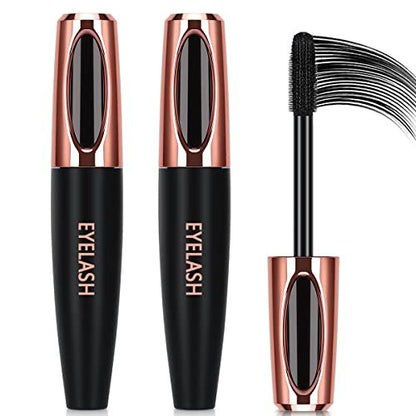 2 Pack 4D Silk Fiber Lash Mascara – Waterproof, Smudge-Proof Lengthening & Thickening Mascara for All-Day Full Lashes