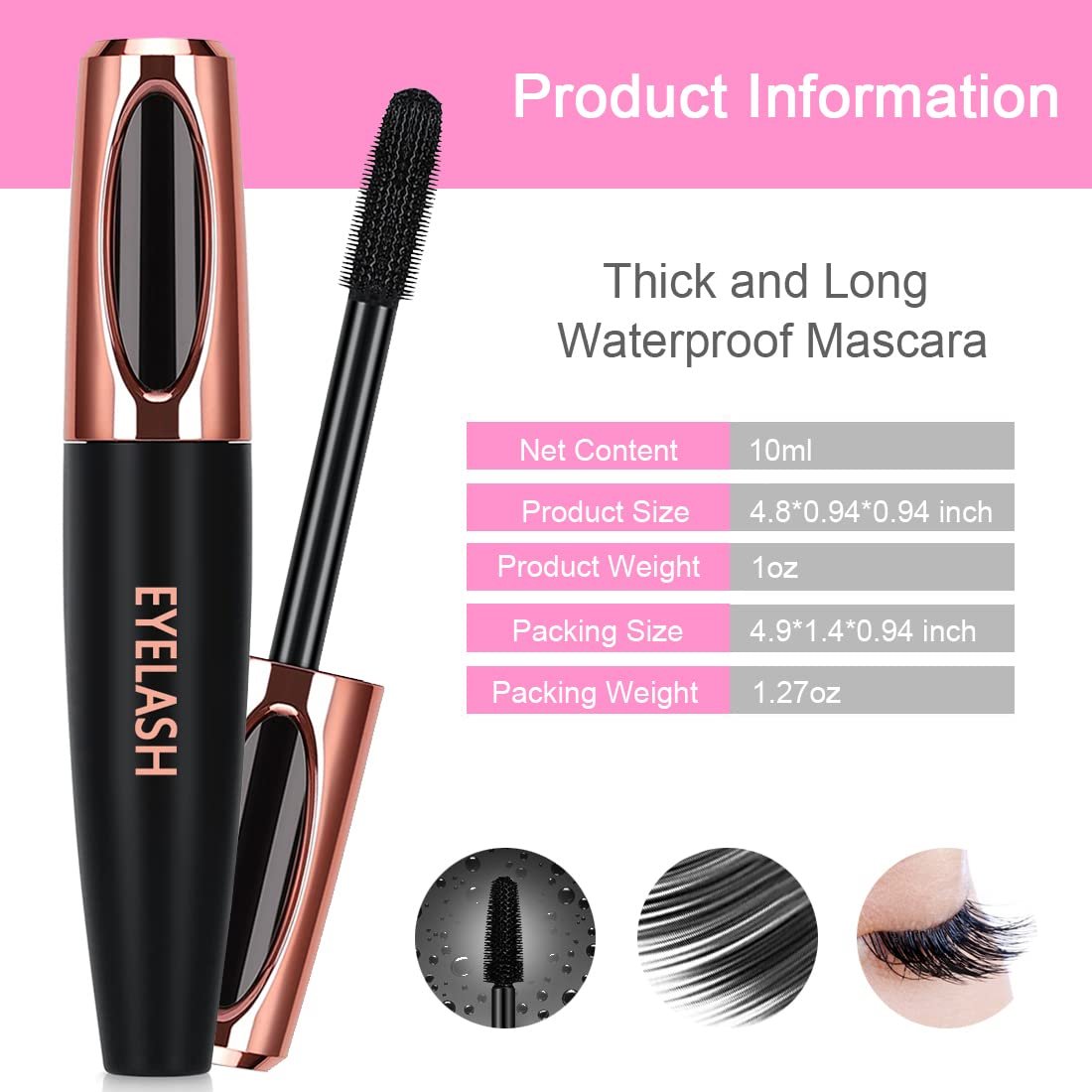 2 Pack 4D Silk Fiber Lash Mascara – Waterproof, Smudge-Proof Lengthening & Thickening Mascara for All-Day Full Lashes - görsel 7