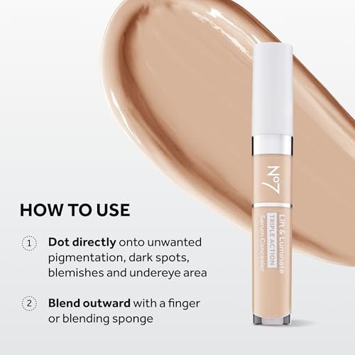 No7 Lift & Luminate Triple Action Serum Concealer - Fair - Anti-Aging Liquid Concealer for Dark Circles & Blemishes - Medium to Full Coverage (8ml) - görsel 7