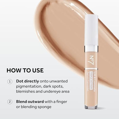 No7 Lift & Luminate Triple Action Serum Concealer - Fair - Anti-Aging Liquid Concealer for Dark Circles & Blemishes - Medium to Full Coverage (8ml)