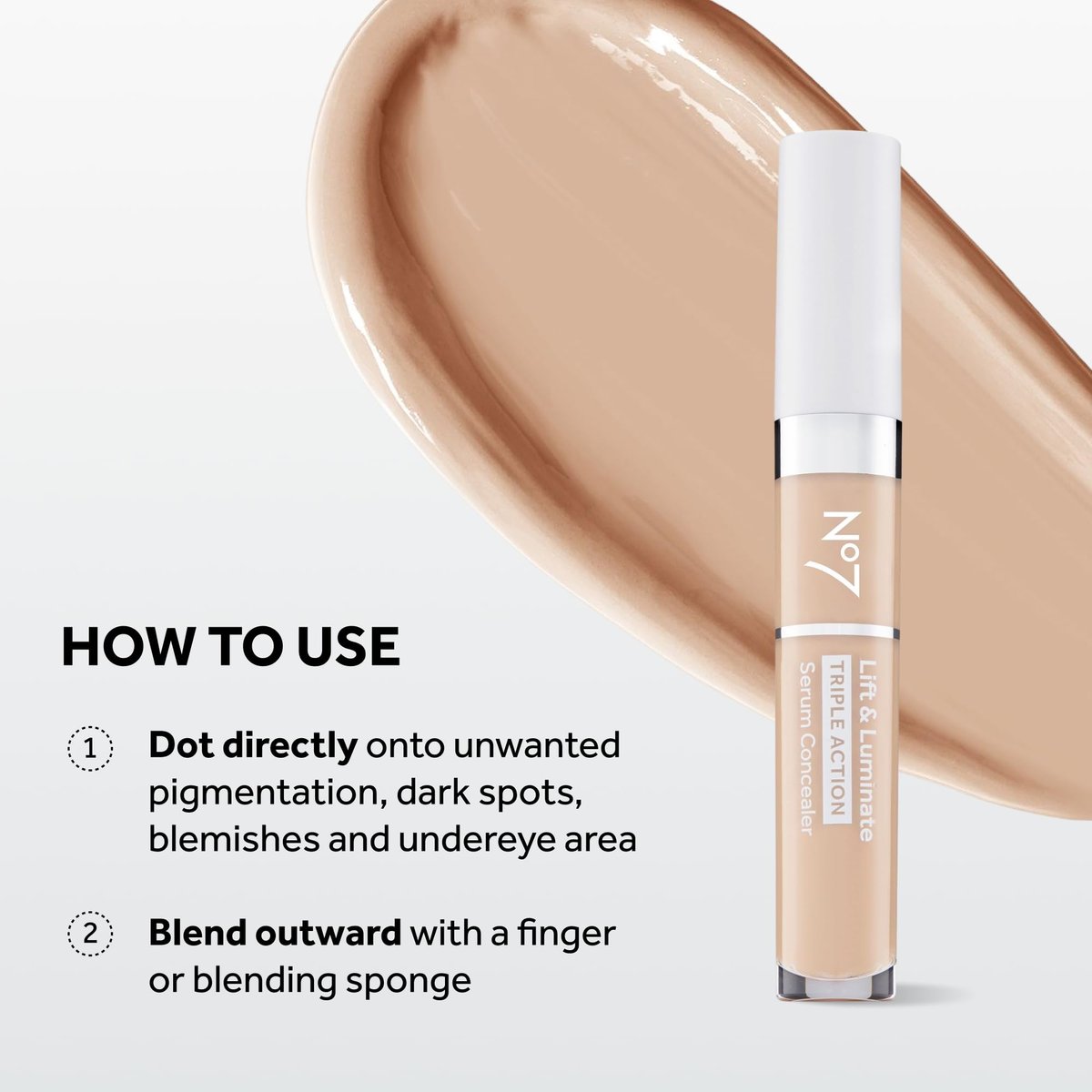 No7 Lift & Luminate Triple Action Serum Concealer - Fair - Anti-Aging Liquid Concealer for Dark Circles & Blemishes - Medium to Full Coverage (8ml) - görsel 8