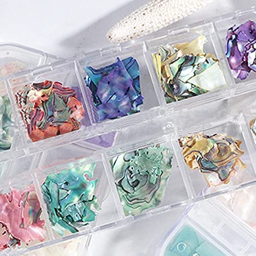 Vezocim Abalone Seashell Nail Art Sequins - 3D Irregular Thin Nail Glitter Flakes, Mermaid Shell Slices for UV Gel Acrylic Nails, Ocean Rivet Decorations, Colorful Shiny Accessories for Women Girls - görsel 10