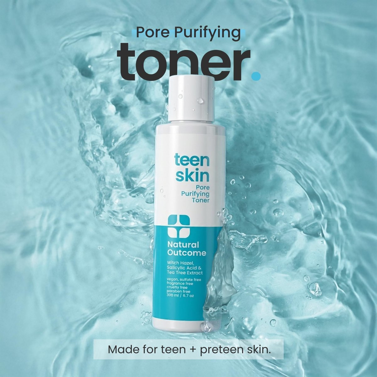 Acne Clarifying Face Toner for Teens - Salicylic Acid Facial Astringent, Fragrance Free & Alcohol Free, 6.7 oz by Natural Outcome Avelisse