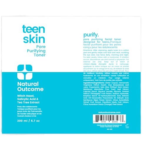 Acne Clarifying Face Toner for Teens - Salicylic Acid Facial Astringent, Fragrance Free & Alcohol Free, 6.7 oz by Natural Outcome Avelisse
