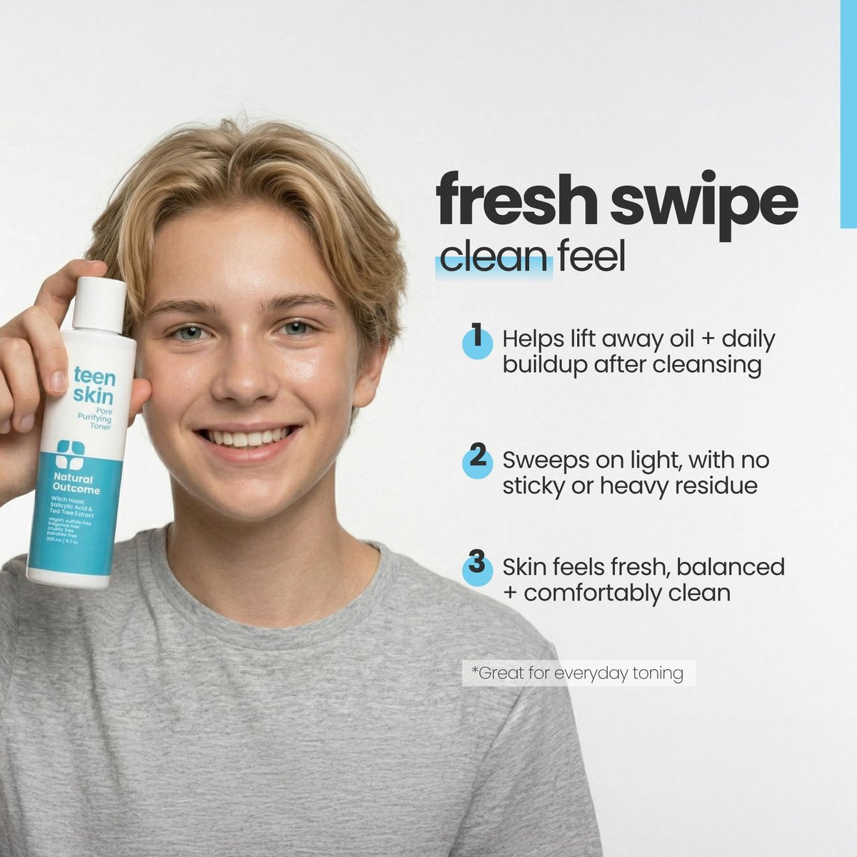 Acne Clarifying Face Toner for Teens - Salicylic Acid Facial Astringent, Fragrance Free & Alcohol Free, 6.7 oz by Natural Outcome Avelisse