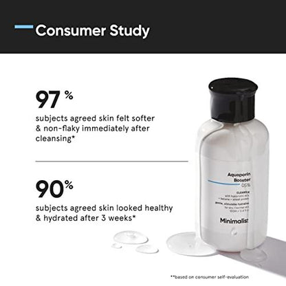 Minimalist Face Wash for Dry Skin with Hyaluronic Acid & Aquaporin Booster 5% – Gentle Hydrating Cleanser for Women & Men, 3.4 Fl Oz (100 ml)