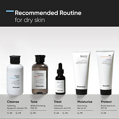 Minimalist Face Wash for Dry Skin with Hyaluronic Acid & Aquaporin Booster 5% – Gentle Hydrating Cleanser for Women & Men, 3.4 Fl Oz (100 ml)