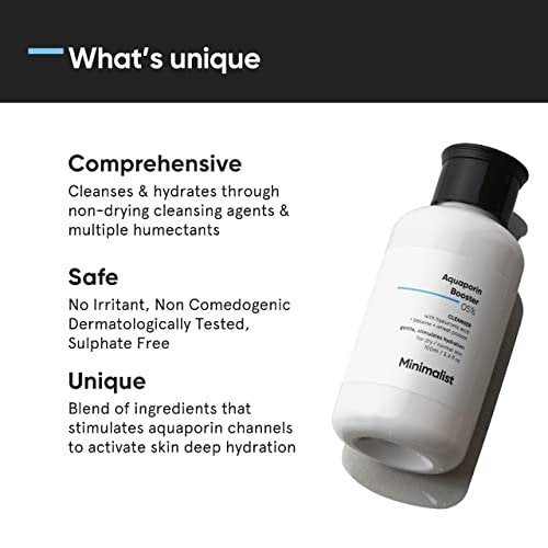 Minimalist Face Wash for Dry Skin with Hyaluronic Acid & Aquaporin Booster 5% – Gentle Hydrating Cleanser for Women & Men, 3.4 Fl Oz (100 ml) - görsel 5