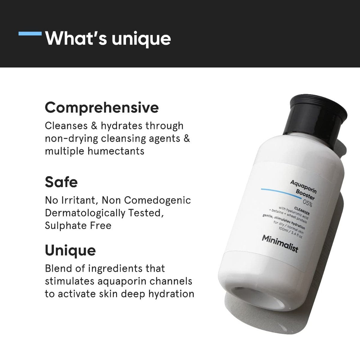 Minimalist Face Wash for Dry Skin with Hyaluronic Acid & Aquaporin Booster 5% – Gentle Hydrating Cleanser for Women & Men, 3.4 Fl Oz (100 ml) - görsel 6
