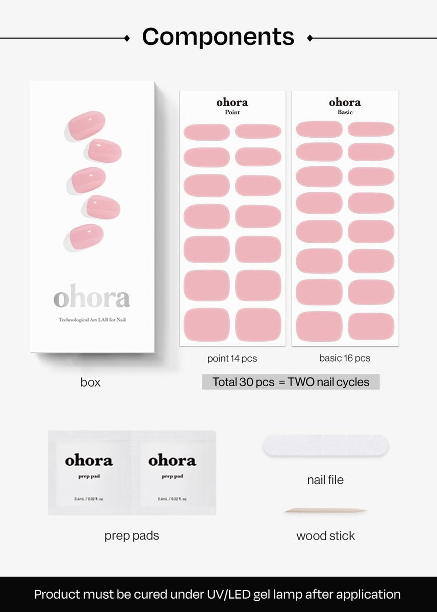 ohora Semi Cured Gel Nail Strips in N Cream Pink – Solid Pink, Salon-Quality, Long-Lasting, Easy to Apply & Remove - görsel 11
