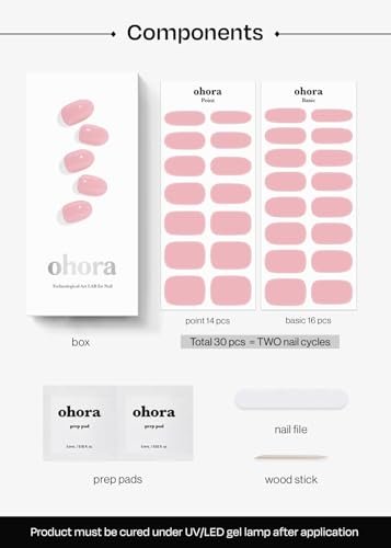 ohora Semi Cured Gel Nail Strips in N Cream Pink – Solid Pink, Salon-Quality, Long-Lasting, Easy to Apply & Remove - görsel 12