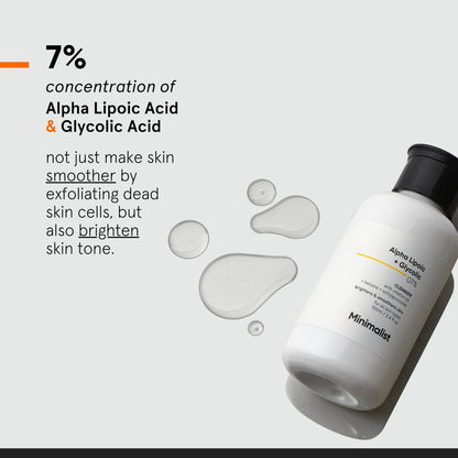 Minimalist ALA & AHA 7% Cleanser for Brightening, Exfoliating, Glow & Even Tone | With Vitamin B5 & Glycolic Acid | 3.4 Fl Oz