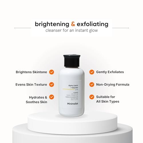 Minimalist ALA & AHA 7% Cleanser for Brightening, Exfoliating, Glow & Even Tone | With Vitamin B5 & Glycolic Acid | 3.4 Fl Oz - görsel 4