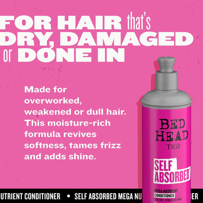 Bed Head by TIGI Self Absorbed Shampoo and Conditioner Set for Dry Hair, Nourishing and Strengthening Frizz Control Hair Care Duo, 25.36 Fl Oz (2 Pack)