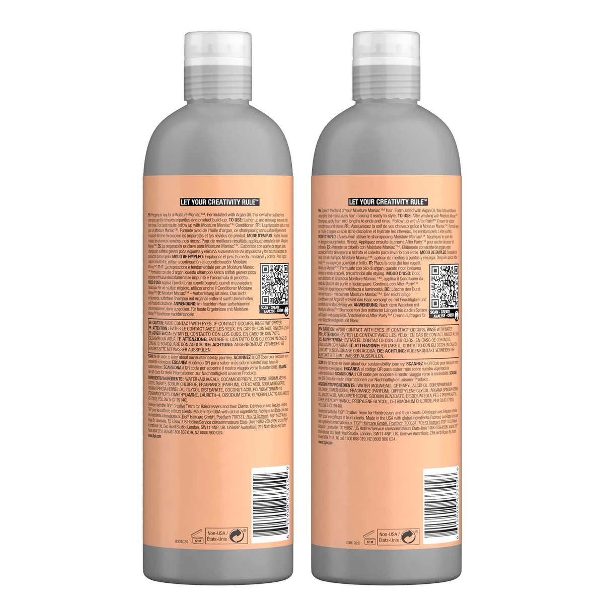 TIGI Bed Head Moisture Maniac Sulfate-Free Shampoo and Conditioner Set for Dry Hair with Argan Oil, 25.36 fl oz (2 Pack) - görsel 6